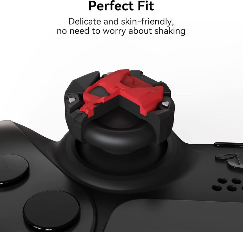 GEEKSHARE Skull Thumb Grip Caps for PS5 Controller, Thumbsticks Cover Set Compatible with Switch Pro Controller and PS4/PS5, 2 Pairs / 4 Pcs (Black & Red) - Image 5